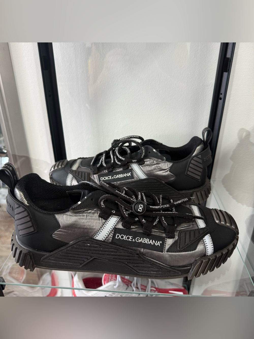 Dolce & Gabbana Black and Silver Low-Top Men's Sneakers